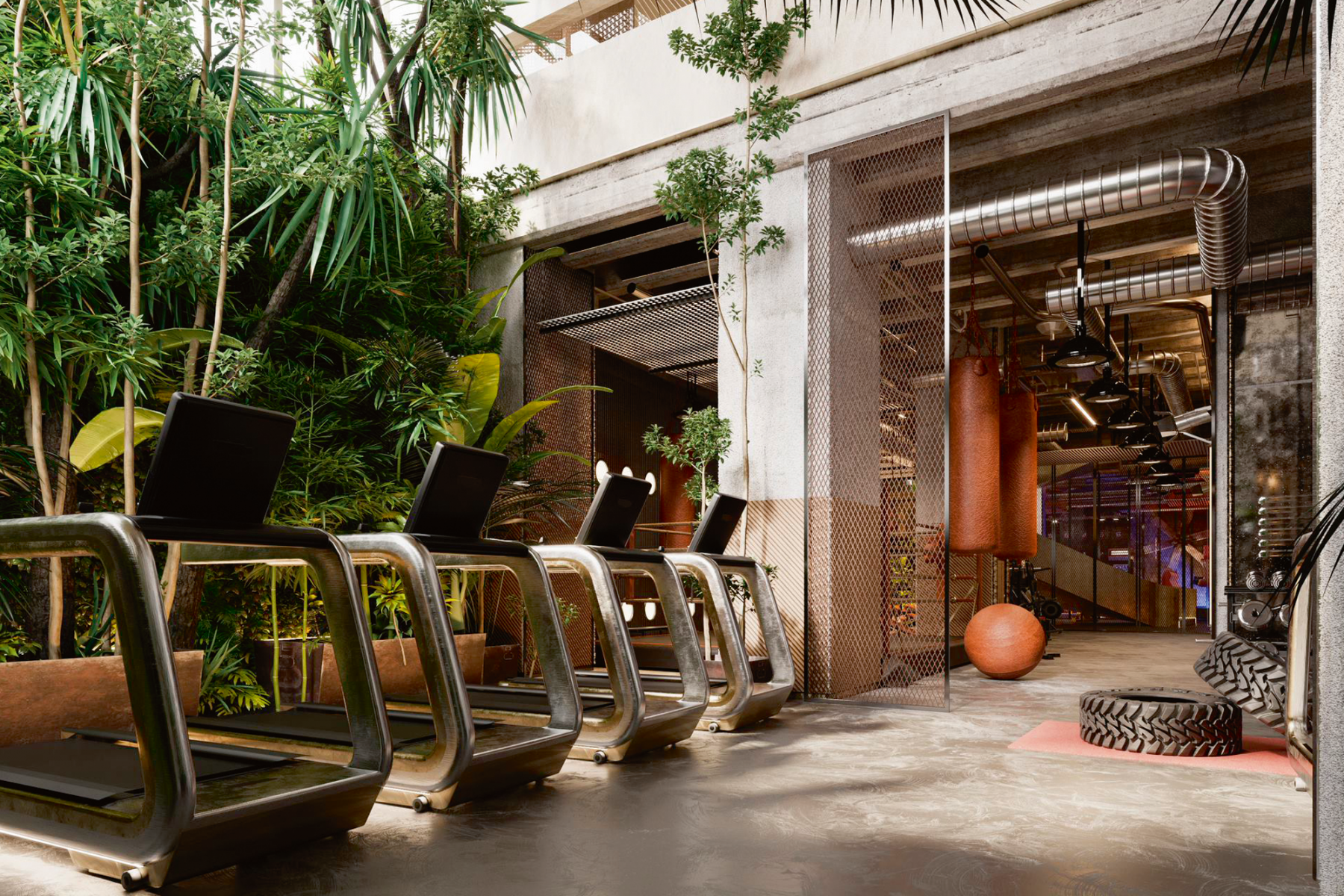 Wellness facilities, such as a gym surrounded by foliage, are among the qualities that draw buyers to properties such as The Residences at Mandarin Oriental in Tel Aviv, Israel