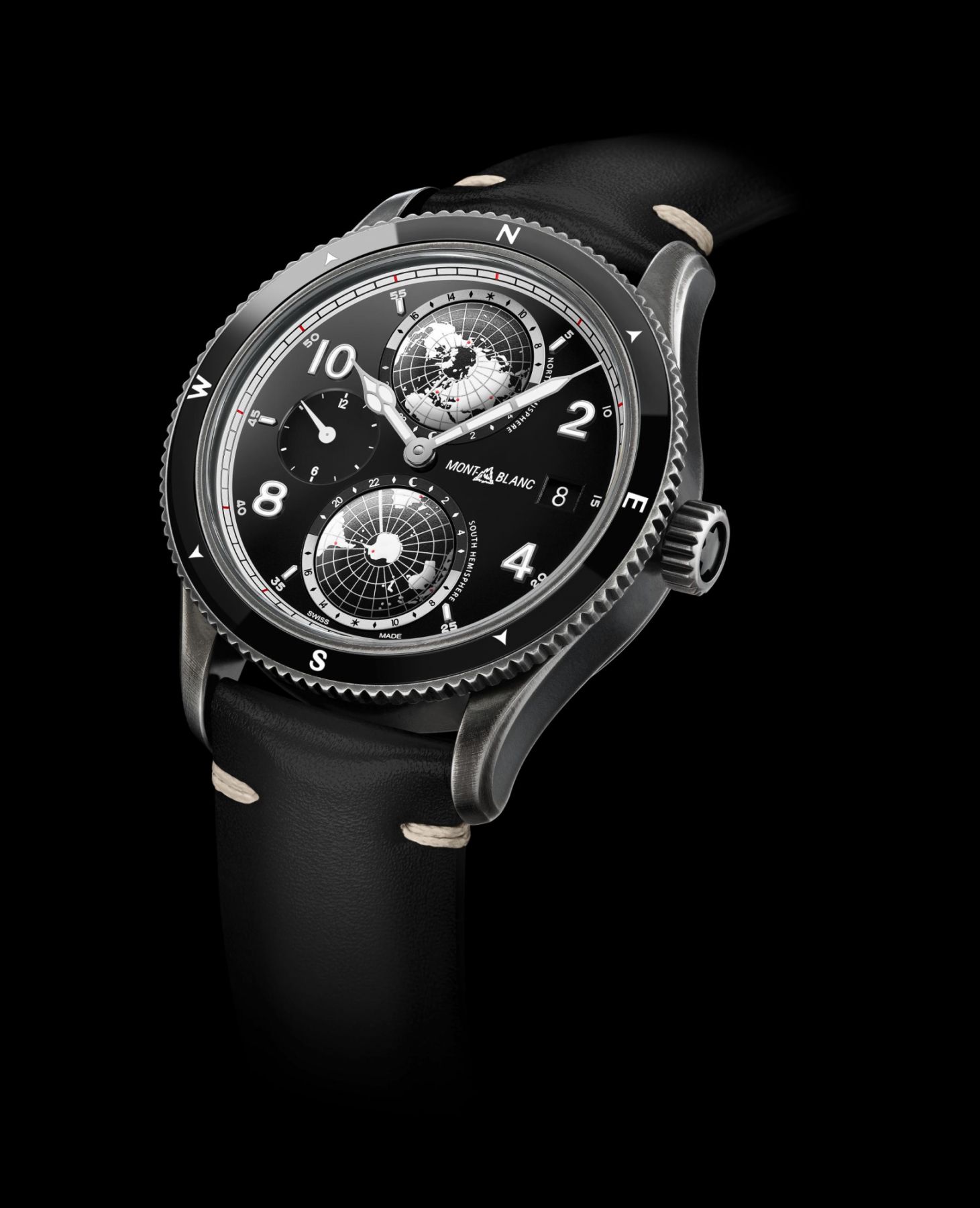 萬寶龍1858系列Geosphere世界時區 腕錶UltraBlack限量款858,NT$214,500。