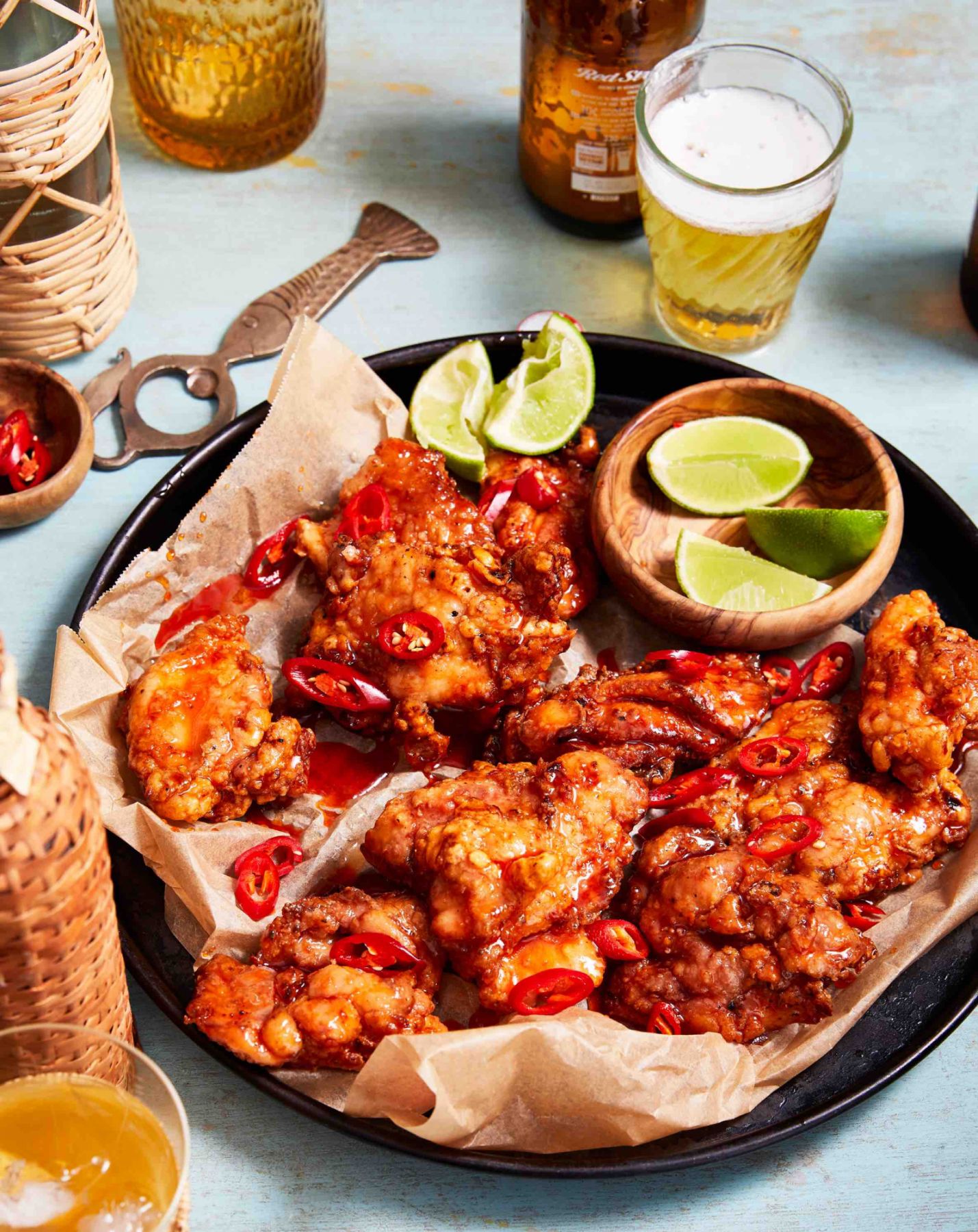 Fried chicken with catsup glaze