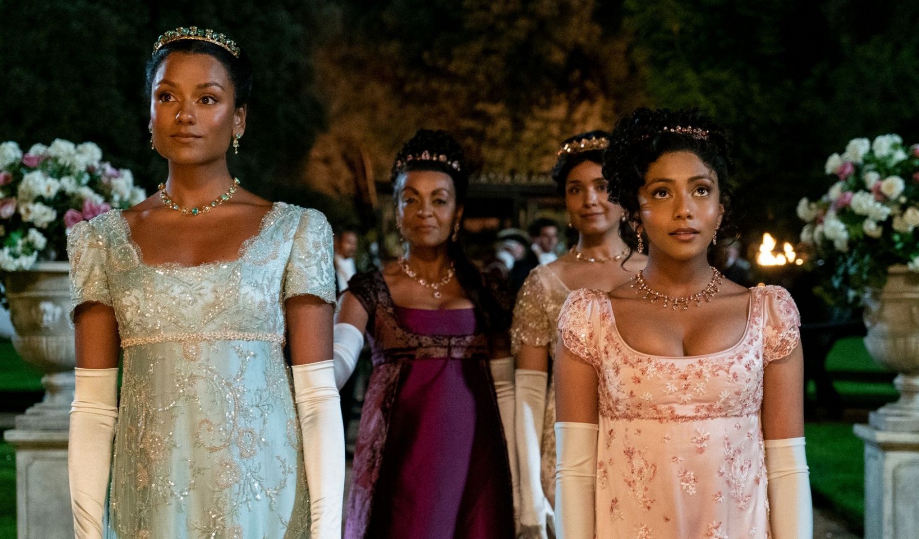 Simone Ashley, Adjoa Andoh, Shelley Conn and Charithra Chandran