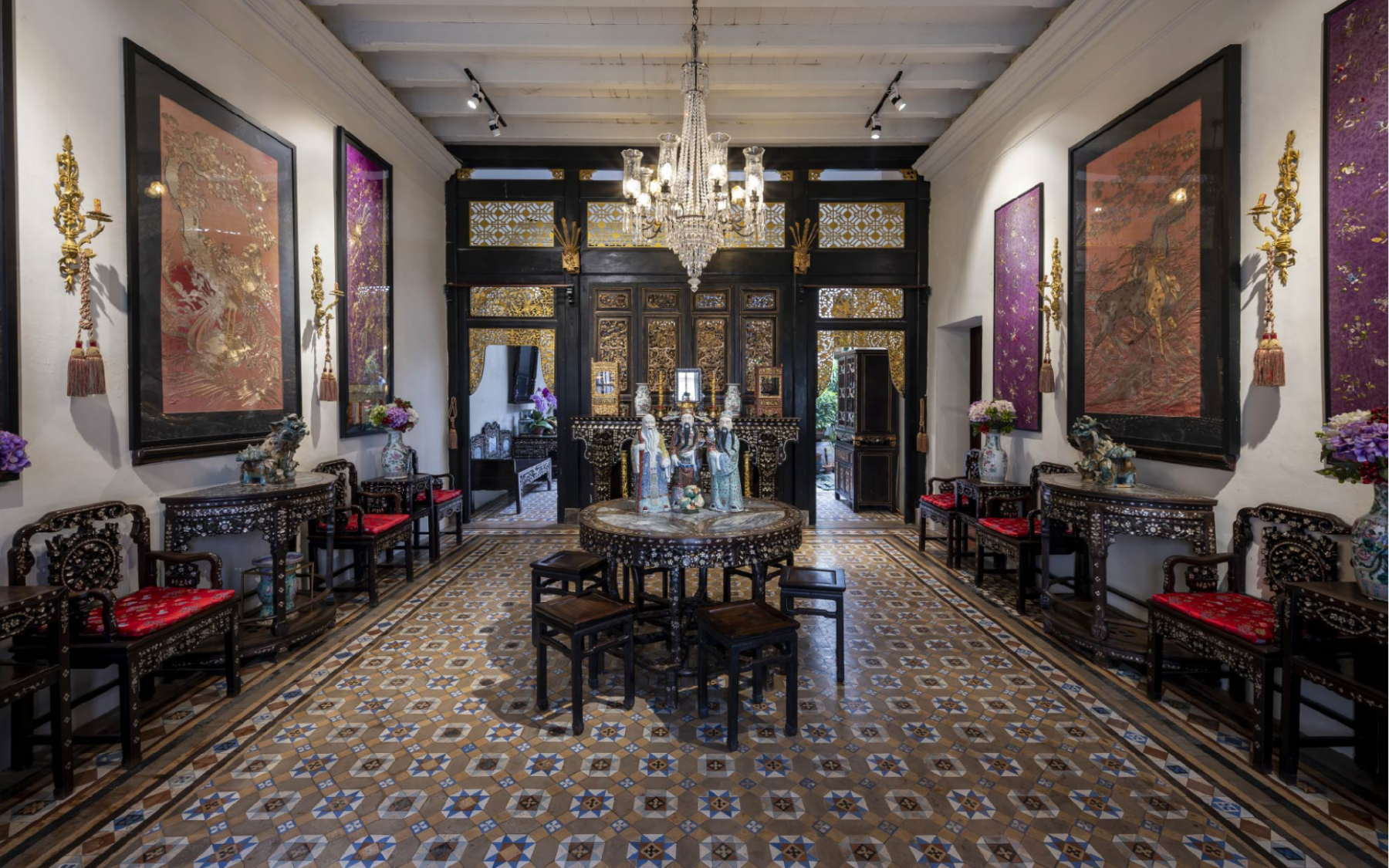 Priceless mother-of-pearl inlaid furniture and tapestries are a feast for the eyes