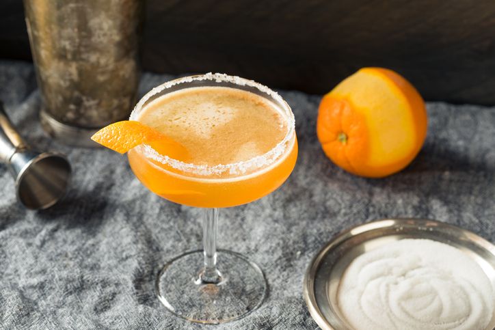 Boozy Orange Sidecar Cocktail with a Sugar Rim