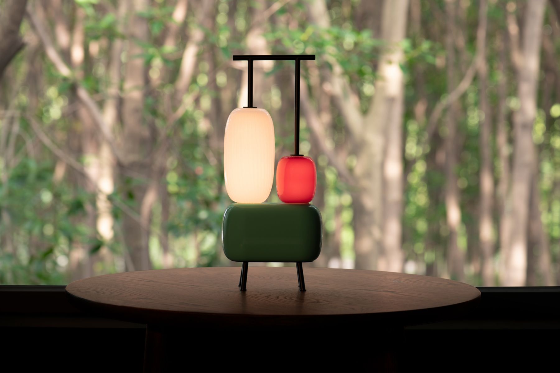 Stacked elements, as seen in the Dhala lamp by Luca Nichetto, create a playful sense of function within the collection