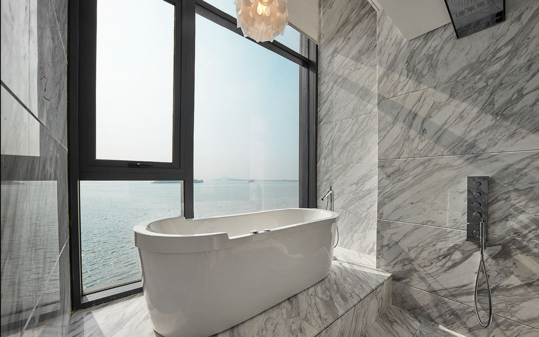 Even bathrooms have beautiful views in this development