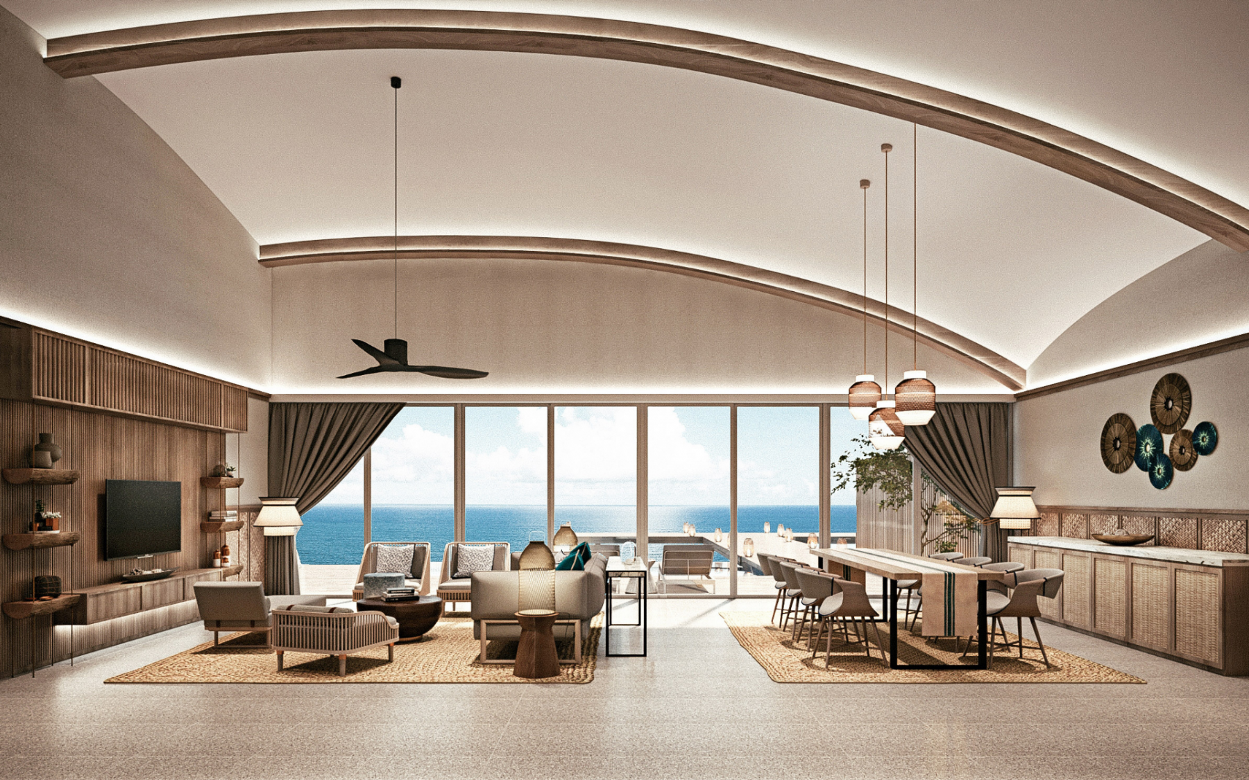 Modernity and tradition live harmoniously in the interiors