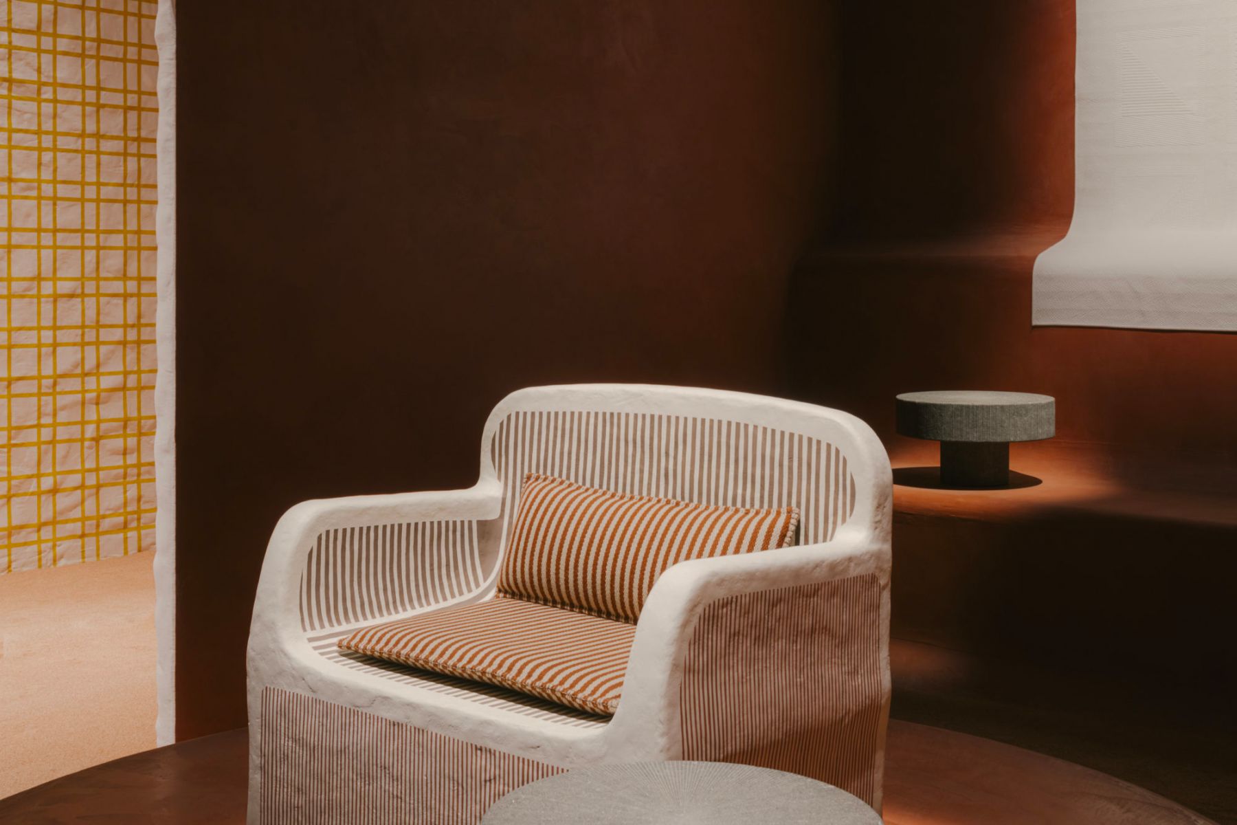 The Hermès Sillage D’Hermès armchair by Studio Mumbai presented at Supersalone during Milan Design Week (Photo: Hermès)