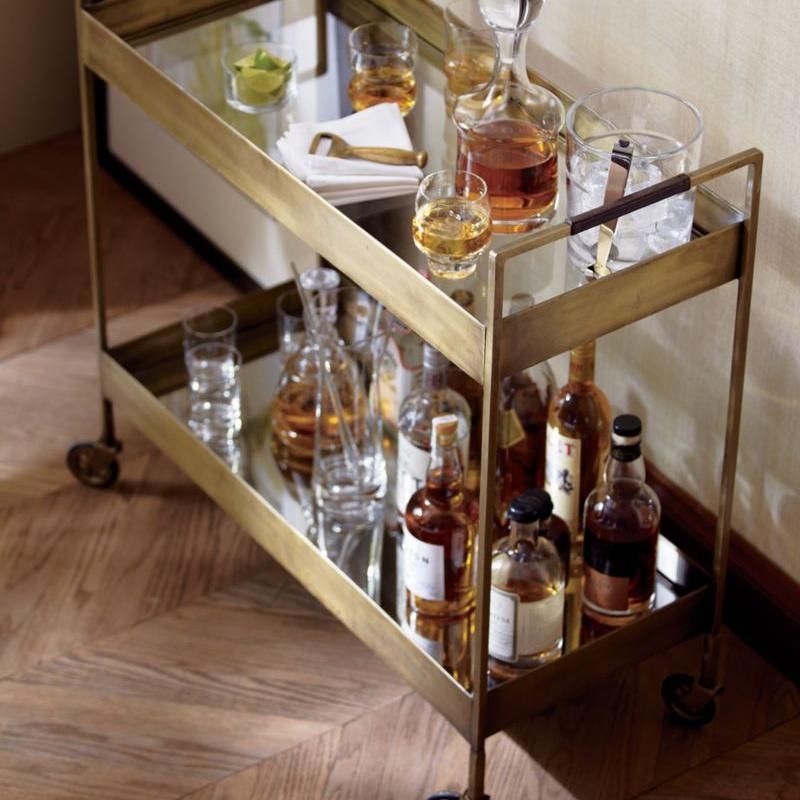 Libations Antique Brass Bar Cart (Photo: Crate and Barrel)