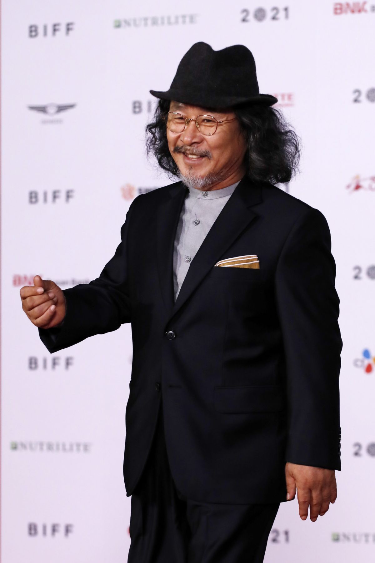 BUSAN, SOUTH KOREA - OCTOBER 06: Ki Joo-bong arrives at the opening ceremony of the 26th Busan International Film Festival at the Busan Cinema Center on October 06, 2021 in Busan, South Korea. (Photo by Woohae Cho/Getty Images)