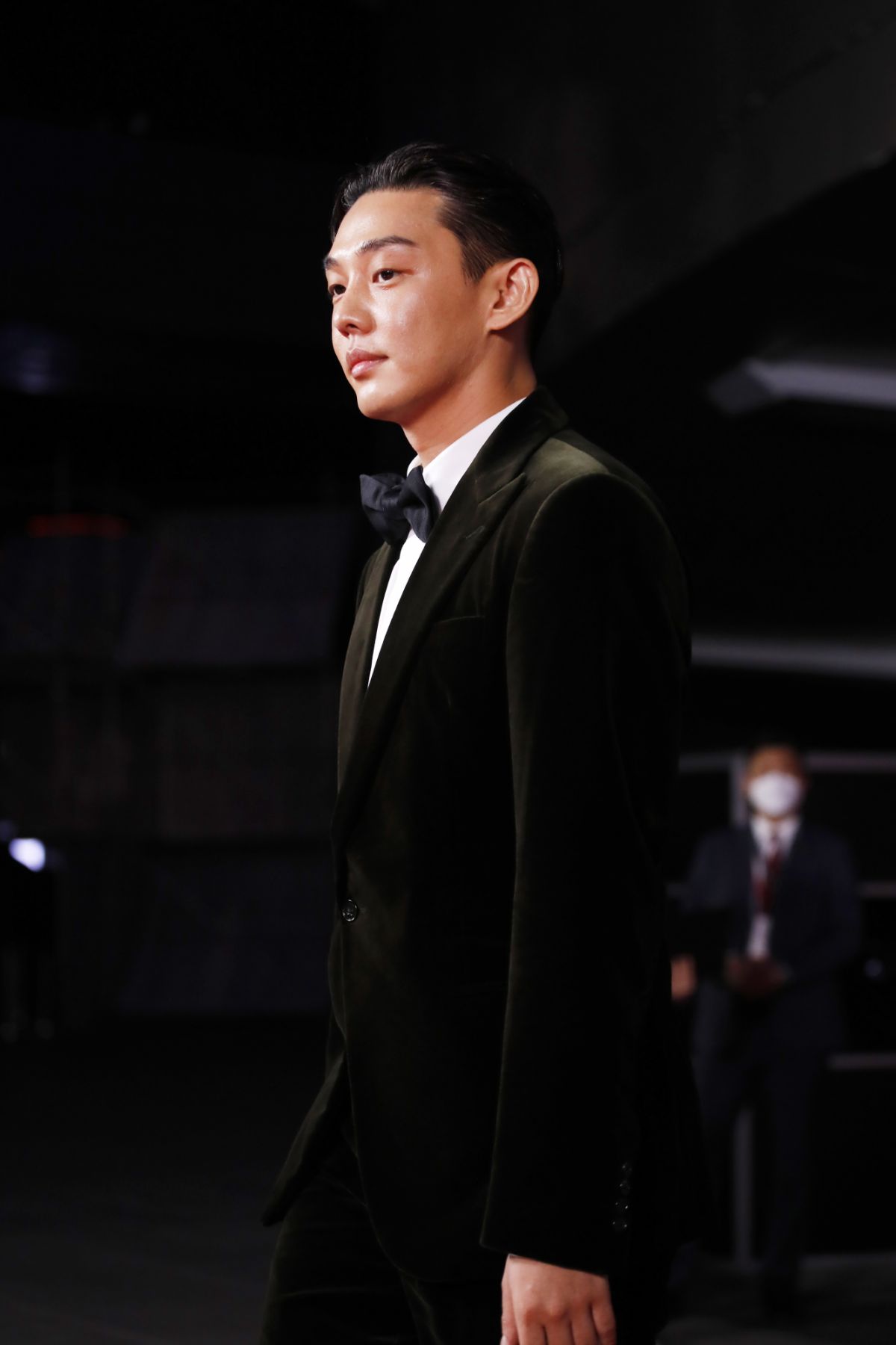 BUSAN, SOUTH KOREA - OCTOBER 06: Yoo Ah-in arrives at the opening ceremony of the 26th Busan International Film Festival at the Busan Cinema Center on October 06, 2021 in Busan, South Korea. (Photo by Woohae Cho/Getty Images)