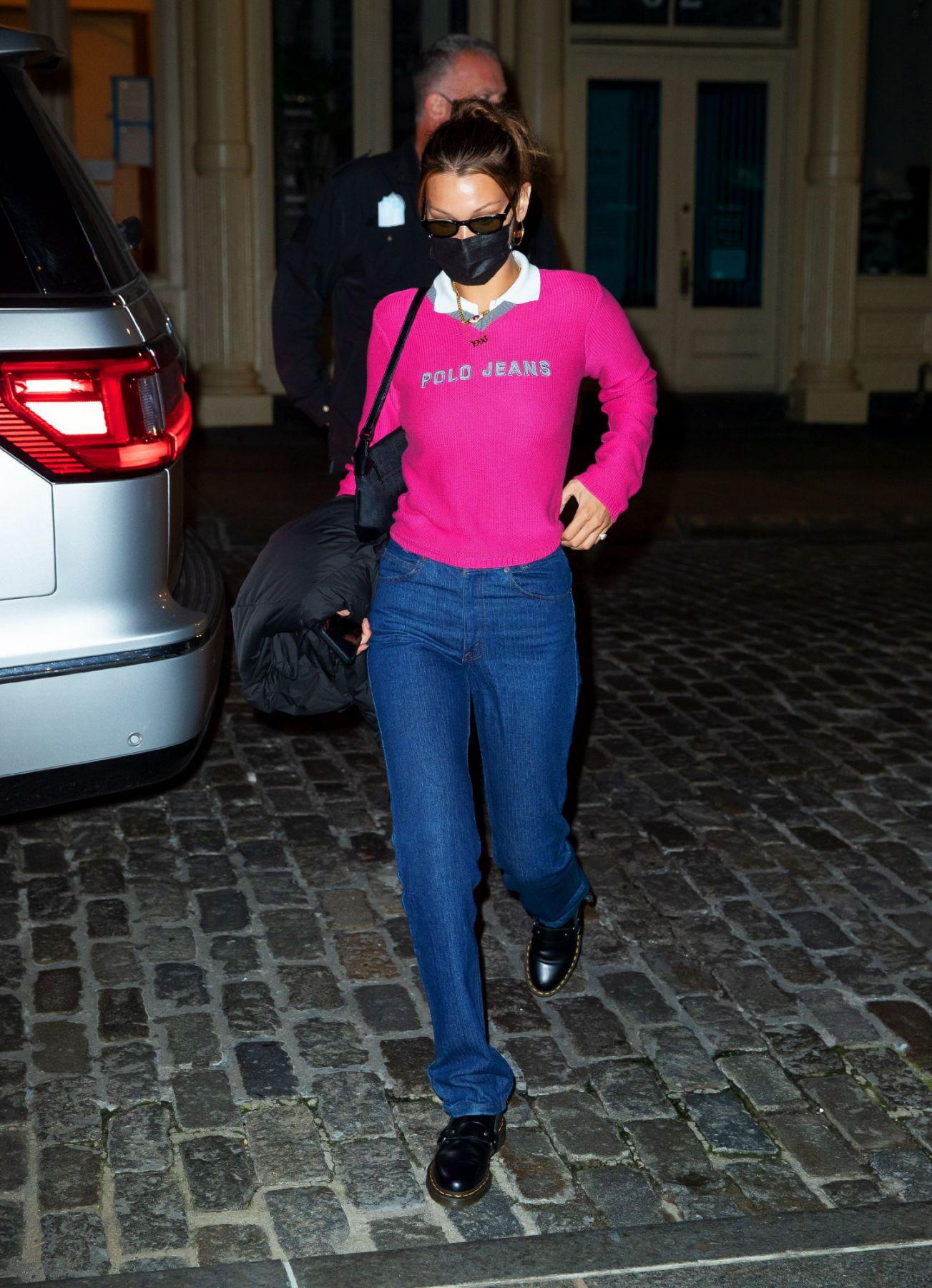 NEW YORK, NEW YORK - OCTOBER 15: Bella Hadid is seen in SoHo on October 15, 2020 in New York City. (Photo by Gotham/GC Images)