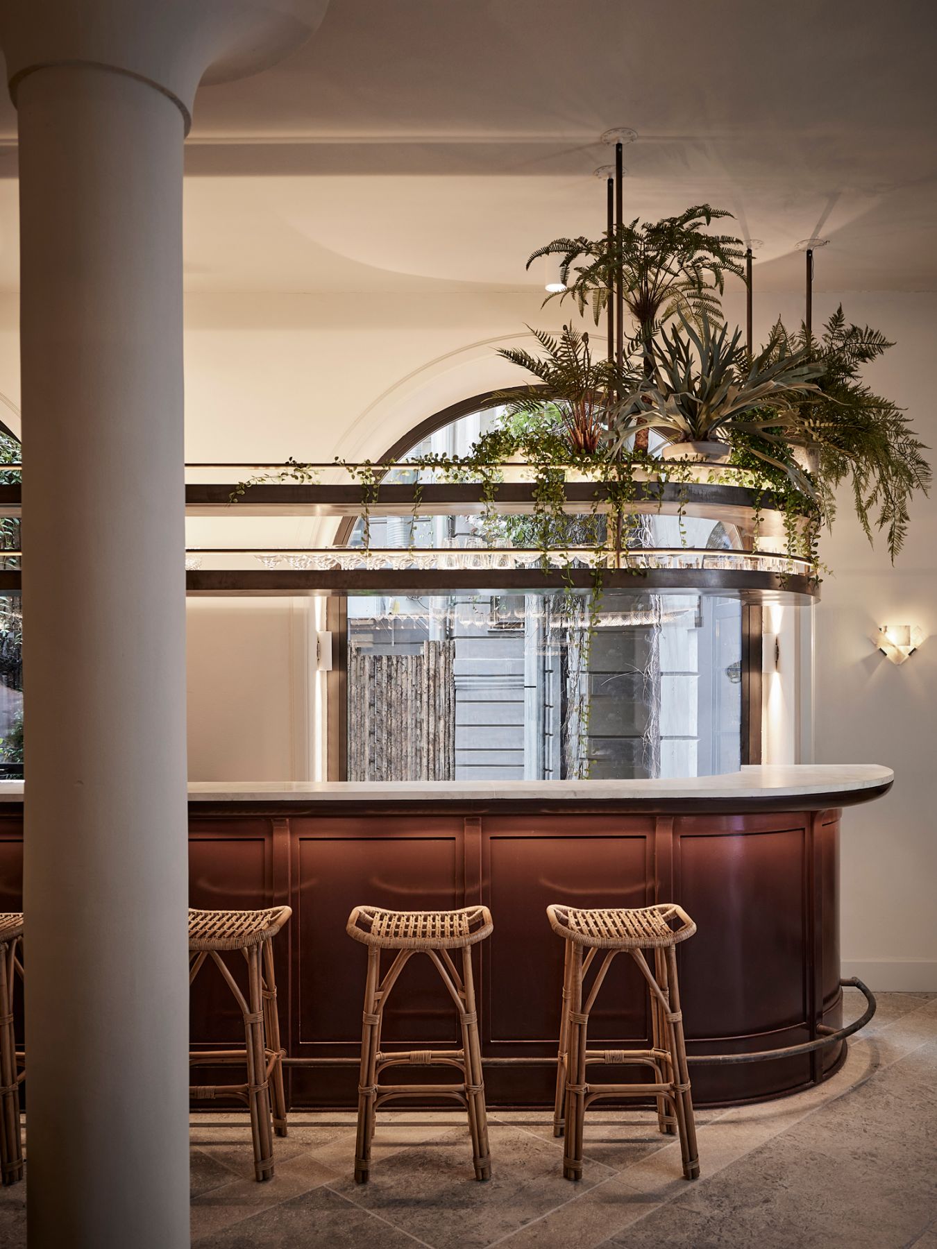 Using a refined colour palette and textural materials, Space Copenhagen created an elegant yet playful dining destination (Photography: wichmann+bendtsen)
