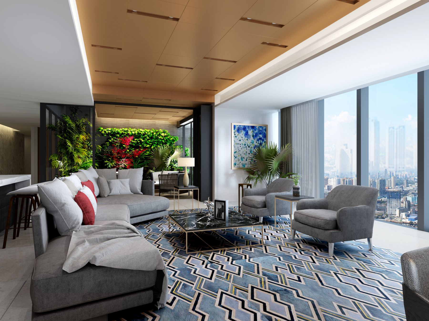 Artist’s Perspective of 3BR with Den Living Room