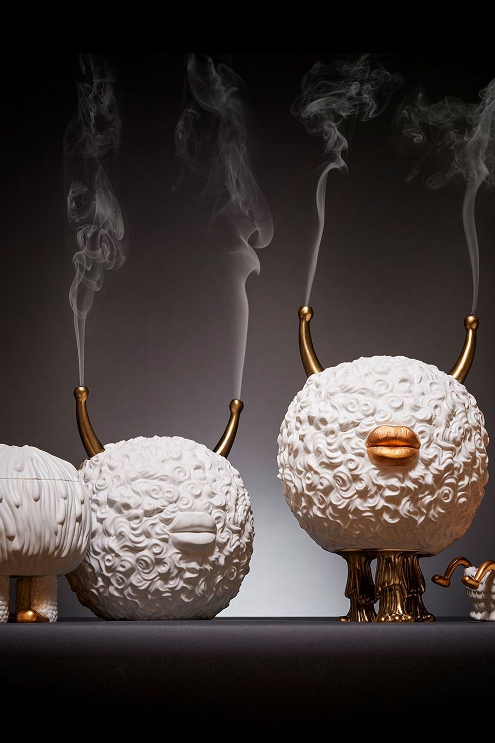 Designed by the Haas Brothers, the Monster incense burner is crafted from porcelain and sits on a brass base (Image: Courtesy of L'Objet)