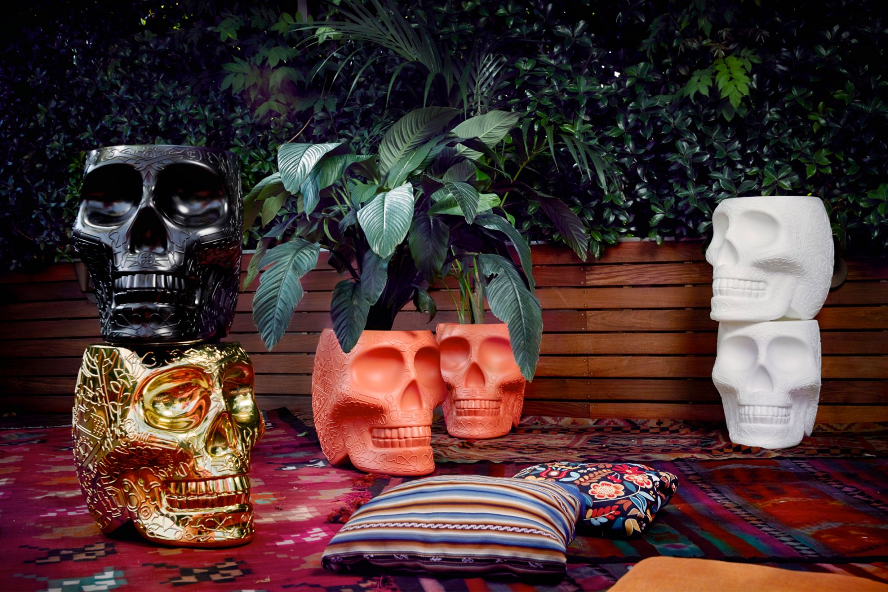 The Qeeboo Mexico stool and side table by Studio Job can be used both indoors and outdoors (Image: Courtesy of Journey East)