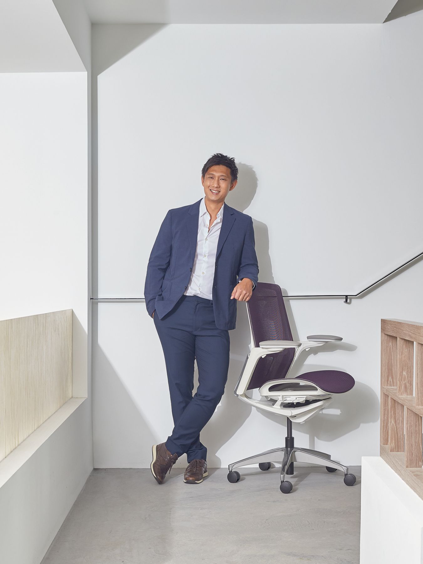Terrence Quah, co-founder of Architology Interiors, at the Okamura showroom