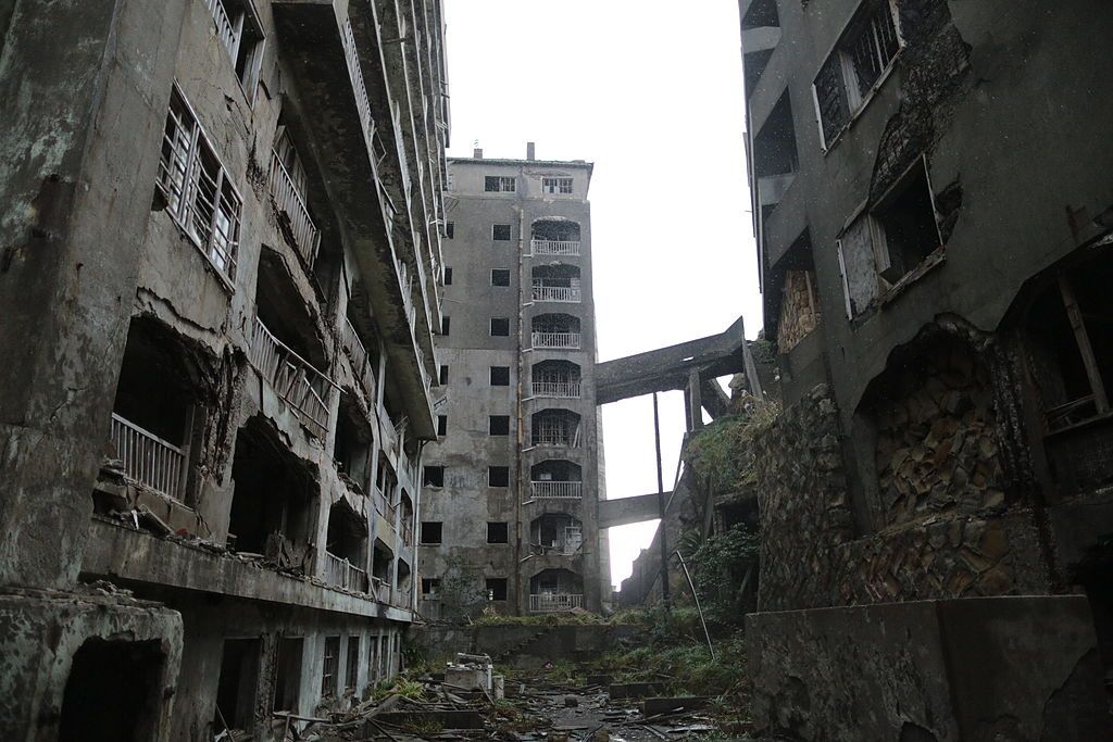 Abandoned buildings in Gunkanjima, Japan
