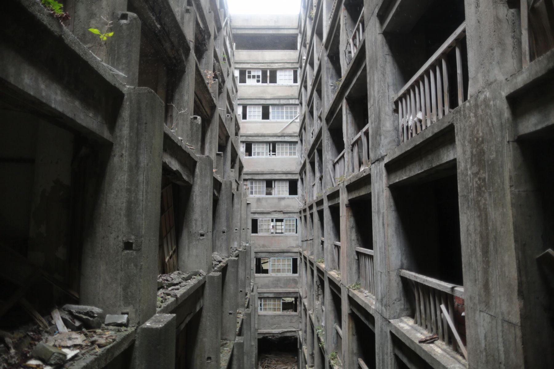 Abandoned buildings in Gunkanjima, Japan