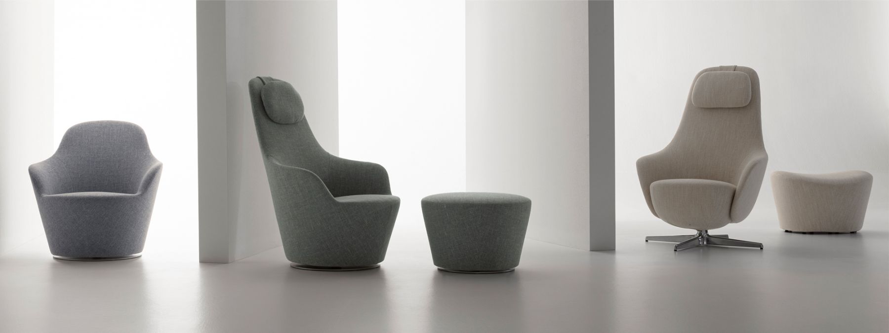 The B&B Italia Harbor Laidback armchair features a sculptural high-back form designed for comfort and relaxation, and is available with or without a swivel base (Image: Courtesy of B&B Italia)