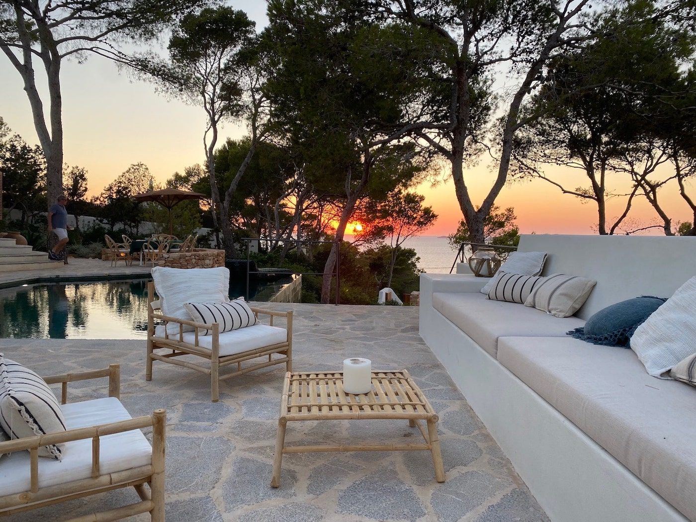 Sunset view from a house in Ibiza, Spain, purchased by Victoria Allan