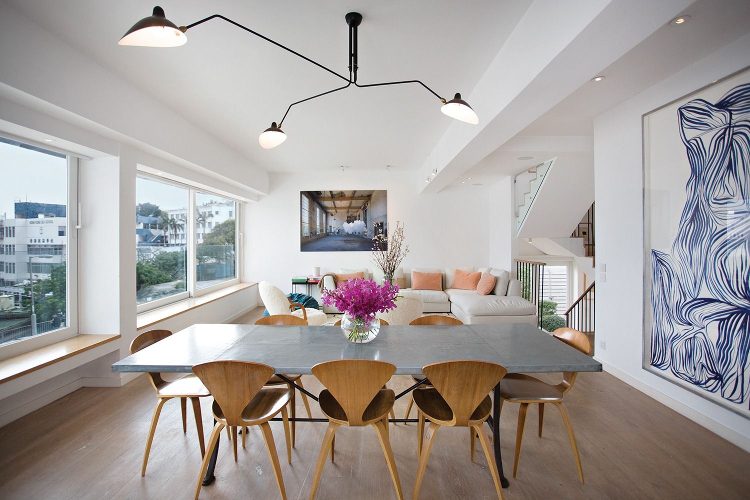 Living and dining space in the Stanley home owned by Victoria Allan of Habitat Property