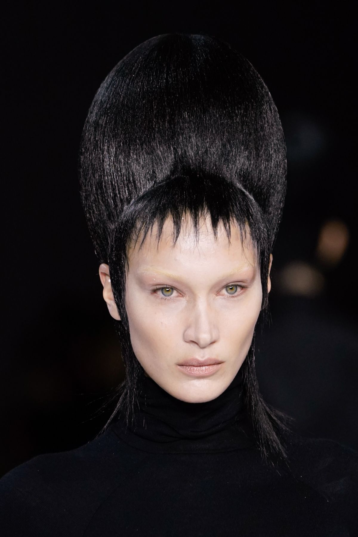 PARIS, FRANCE - FEBRUARY 29: (EDITORIAL USE ONLY) Bella Hadid walks the runway during the Haider Ackermann show as part of the Paris Fashion Week Womenswear Fall/Winter 2020/2021 on February 29, 2020 in Paris, France. (Photo by Peter White/Getty Images)