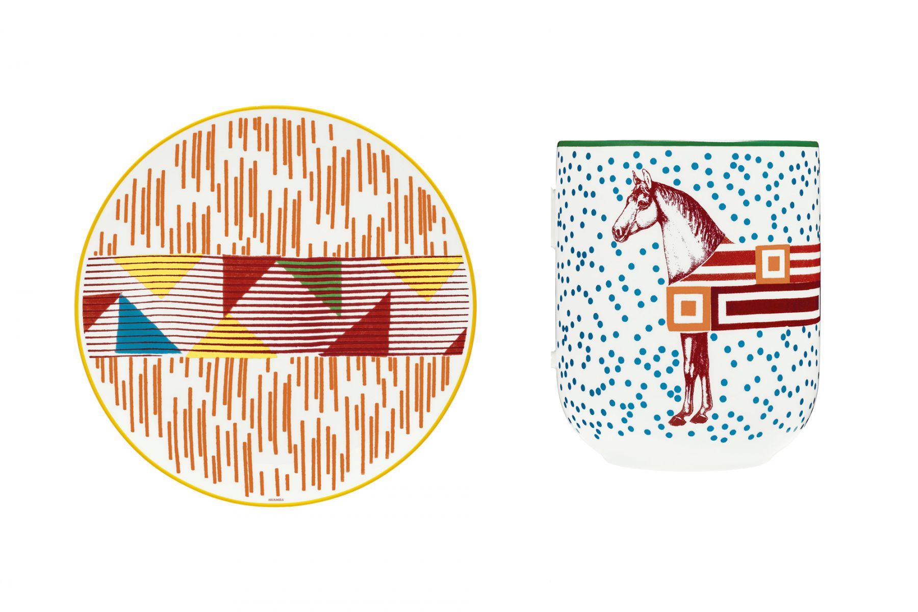 Hermès Hippomobile dessert plate and mug, from Hermès