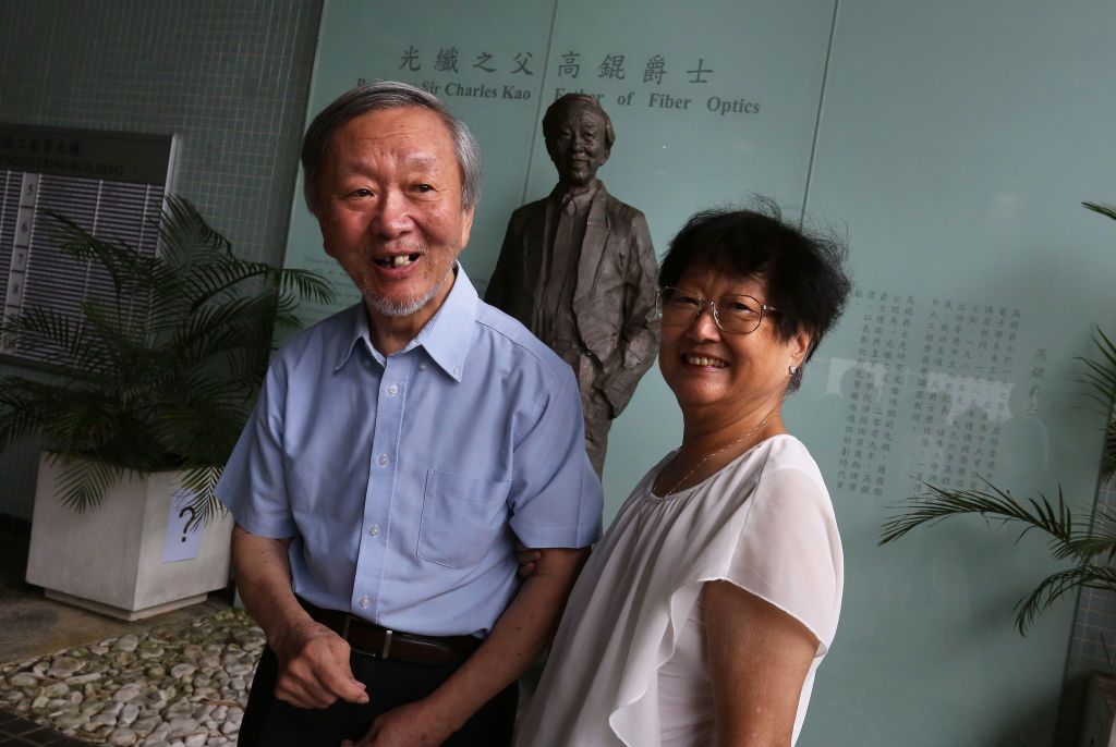 Portrait of Nobel winning physicist Charles Kau Kuen and his wife Gwen Kao. 13JUL16 SCMP/ Jonathan Wong (Photo by Jonathan Wong/South China Morning Post via Getty Images)