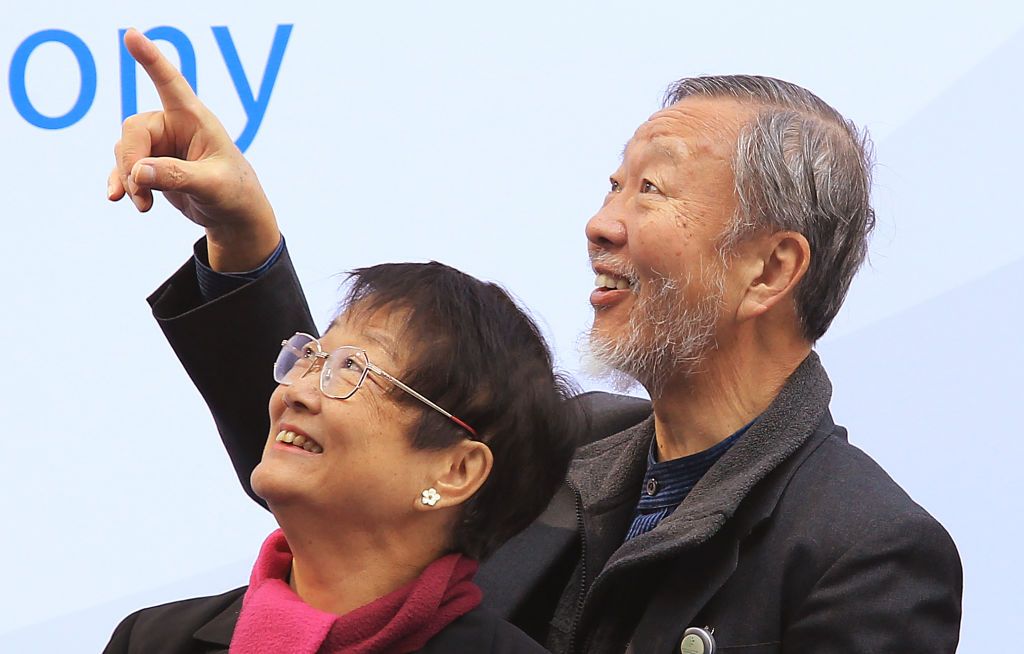 Professor Charles Kao Kuen (Father of Fibre Optics) and Gwen Kao Wong May-wan (wife of Kao) officiate the grand opening ceremony of "Relenteless Spirit to Dream and Innovate" (the "Professor Charles K. Kao: Father of Fibre Optics" Showcase) in Hong Kong Science and Technology Parks, Shatin. 19JAN11 (Photo by Edward Wong/South China Morning Post via Getty Images)