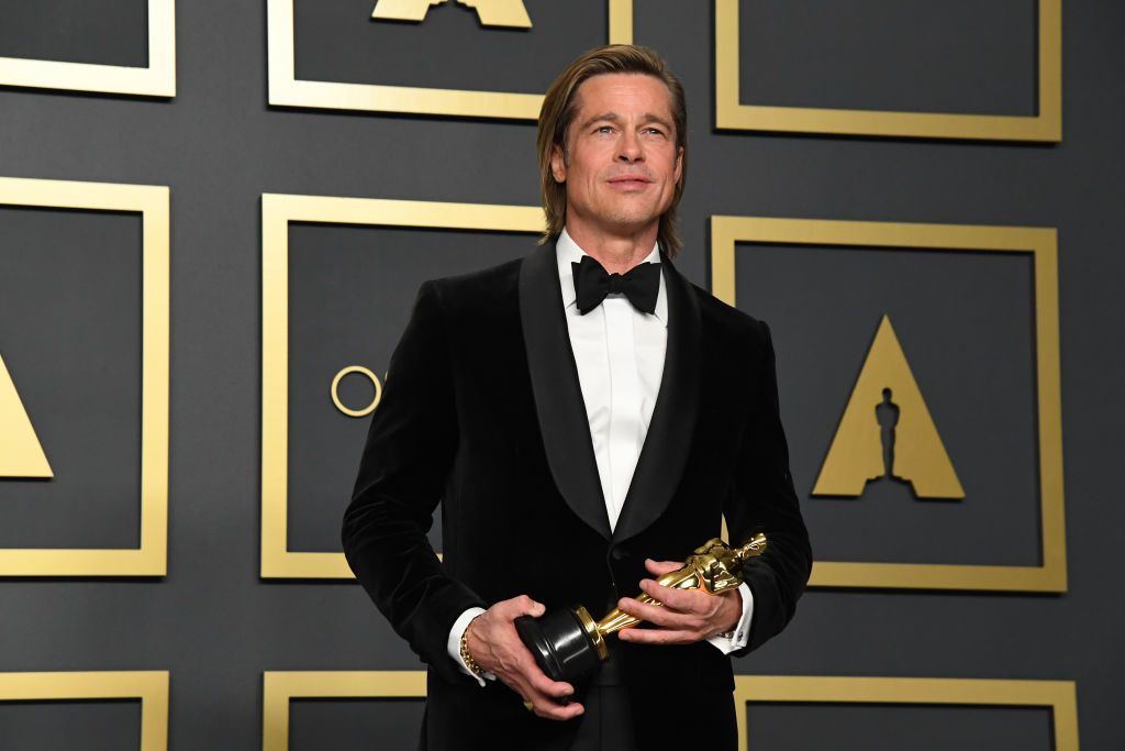 HOLLYWOOD, CALIFORNIA - FEBRUARY 09: Brad Pitt, winner of the Actor in a Supporting Role award for âOnce Upon a Timeâ¦in Hollywood,â poses in the press room during the 92nd Annual Academy Awards at Hollywood and Highland on February 09, 2020 in Hollywood, California. (Photo by Jeff Kravitz/FilmMagic)