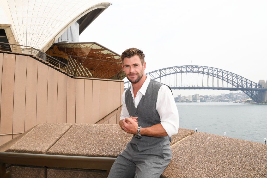 Actor Chris Hemsworth at the Sydney Opera House for the launch of the latest Tourism Australia campaign on October 30, 2019 in Sydney, Australia. "Philausophy" is the newest name for the campaign to drive international visits to Australia.