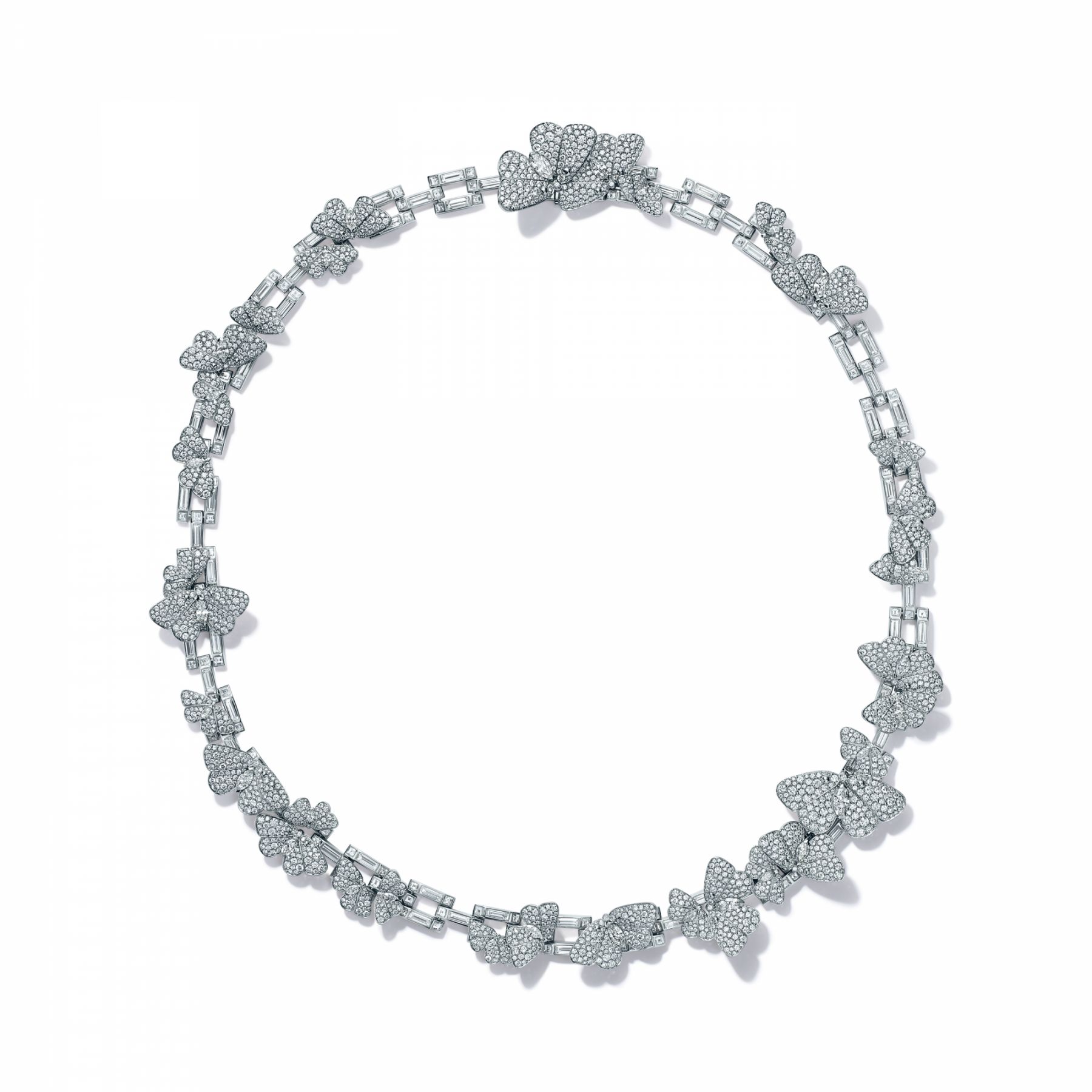 Schlumberger Cascade 鉑金與 18K 金鑲嵌一對南洋養殖珍珠及圓形明亮式鑽石胸針 by Tiffany & Co.