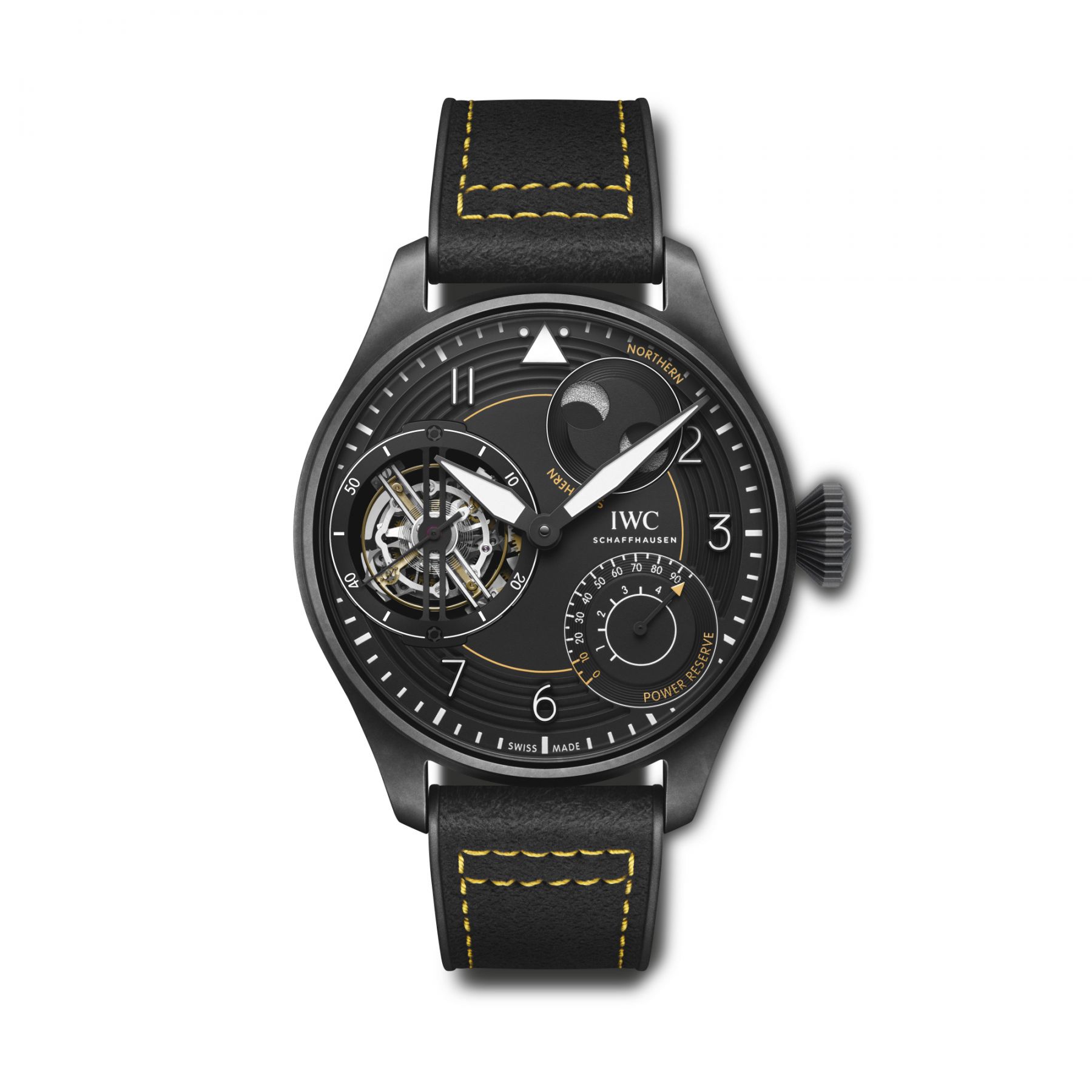 Motor racing combines performance engineering, cutting-edge technology and innovative materials with pure adrenaline. This dynamic world has now inspired a unique timepiece from IWC, of which only 15 pieces will be made: The Big Pilotâs Watch Constant-Force Tourbillon Edition âIWC Racingâ is the first Big Pilotâs Watch made of Ceratanium®. Developed by IWC, this ground-breaking material is based on a proprietary titanium alloy and fired in a kiln. It is as light and robust as titanium but at the sa