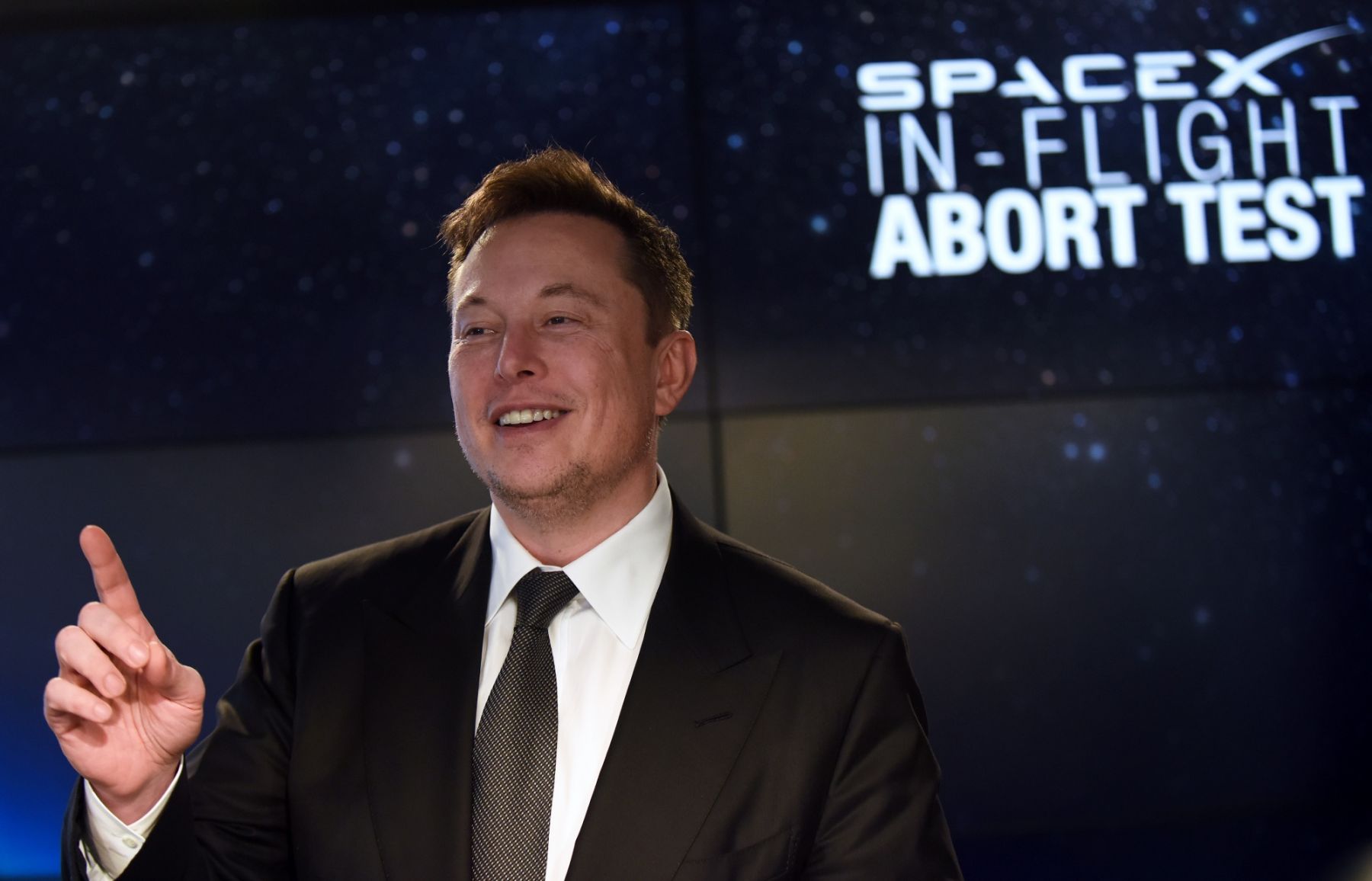 January 19, 2020 - Kennedy Space Center, Florida, United States - SpaceX CEO Elon Musk speaks to the media following a press conference following the successful In-Flight Abort Test of the SpaceX Falcon 9 rocket and Crew Dragon capsule on January 19, 2020 at the Kennedy Space Center in Florida.  (Photo by Paul Hennessy/NurPhoto)