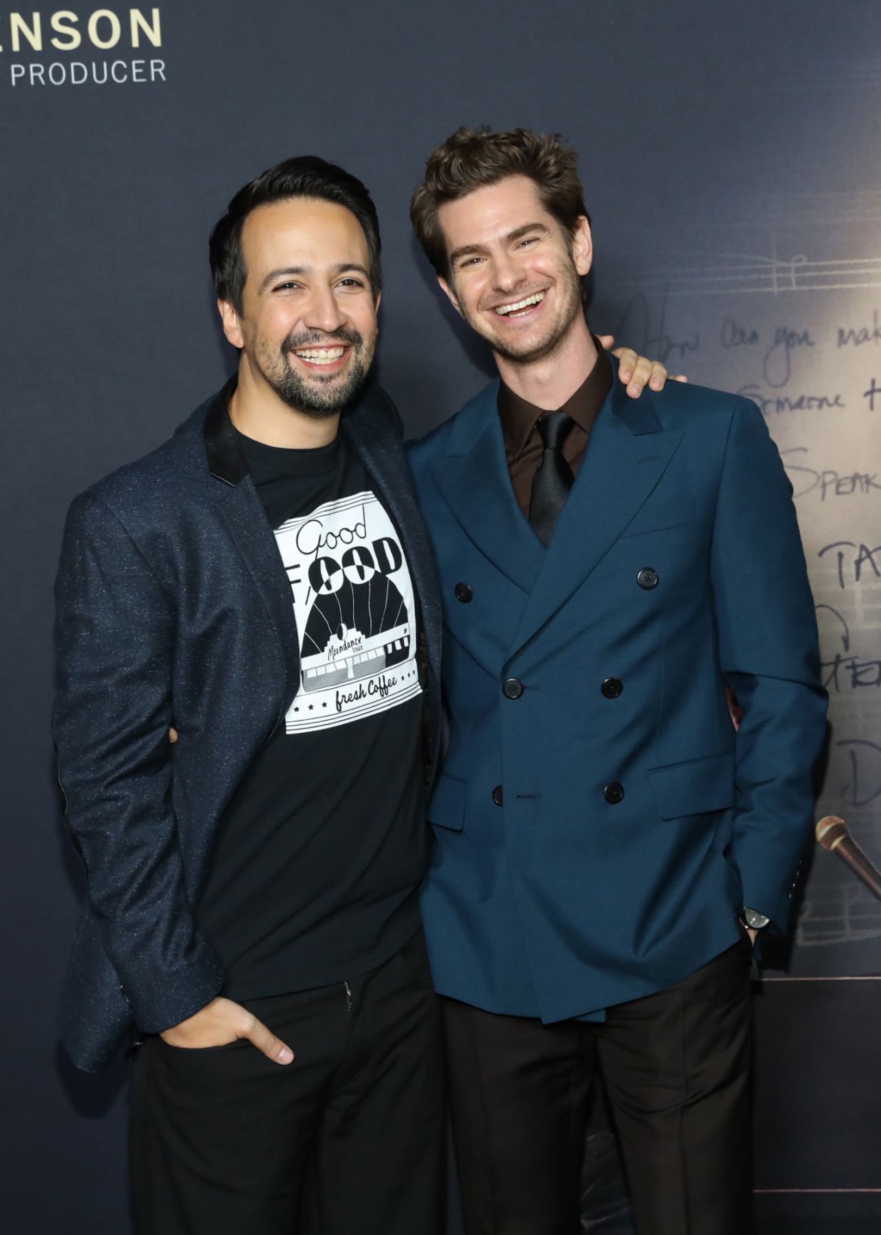 NEW YORK, NEW YORK - NOVEMBER 15:  (L-R) Lin-Manuel Miranda and Andrew Garfield attend Netflix's "tick, tick...BOOM!" New York premiere at Schoenfeld Theater on November 15, 2021 in New York City. (Photo by Monica Schipper/Getty Images)