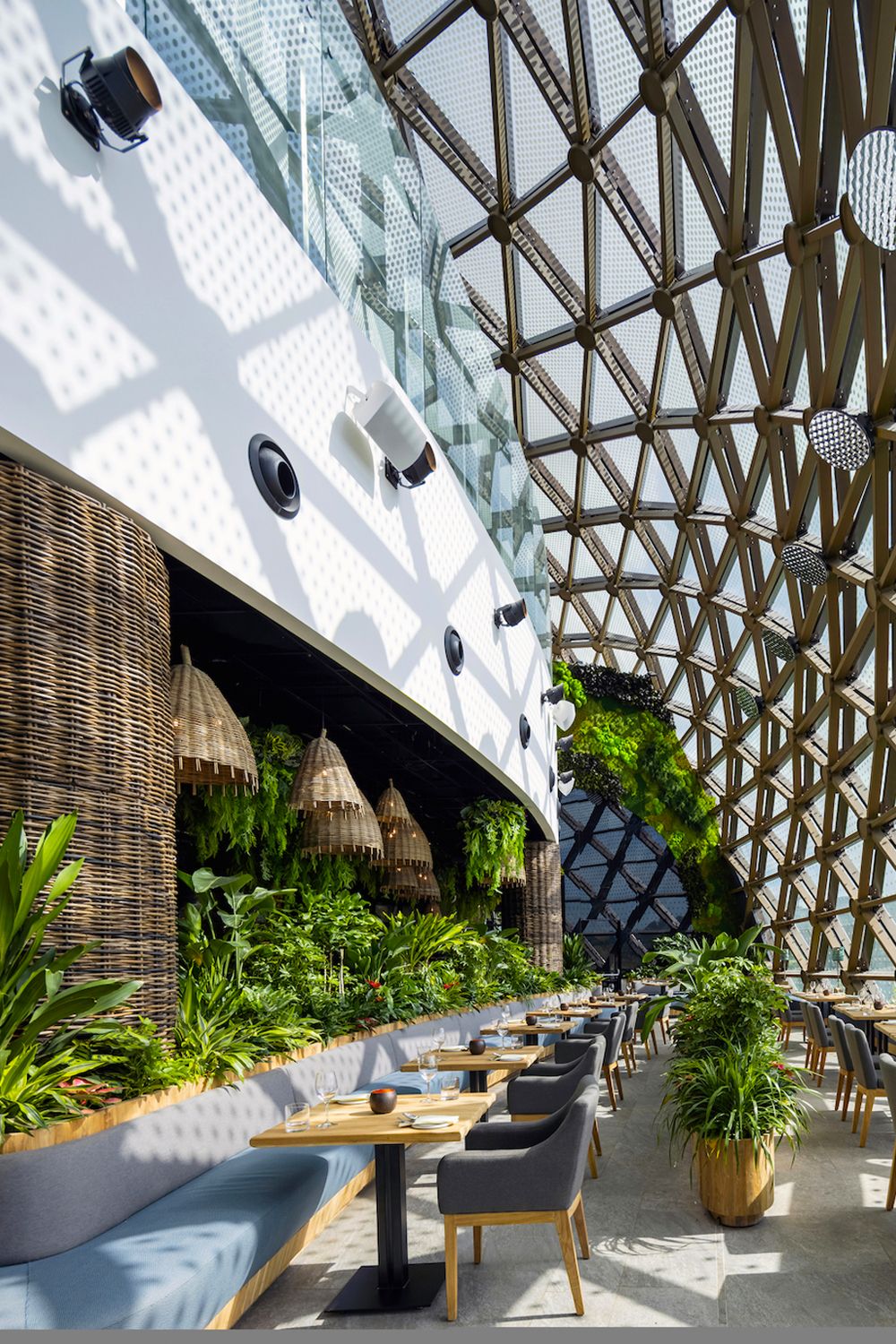 The Greenhouse at Dusit Thani Laguna features large windows that cast mesmerising shadows when the light hits (Image: Dusit Thani Laguna)