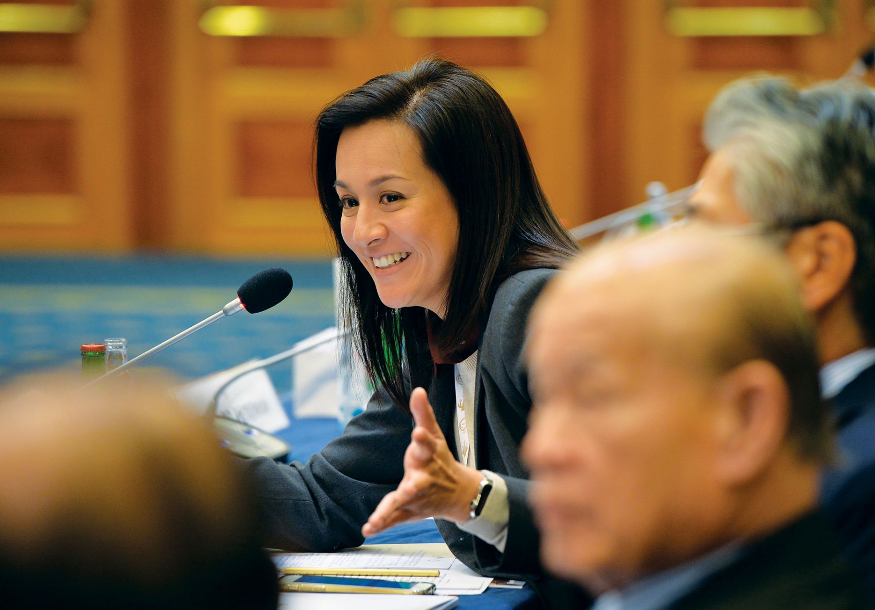 PRAGUE, CZECH REPUBLIC - NOVEMBER 01: Mikaela Cojuangco Jaworski speaks to delegates at the ANOC Executive Council Meeting during the XXII ANOC General Assembly on November 1, 2017 in Prague, Czech Republic. (Photo by Mark Runnacles/Getty Images for ANOC)