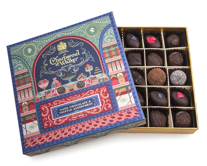 CHRISTMAS FINE DARK CHOCOLATE & TRUFFLE SELECTION GIFT BOX