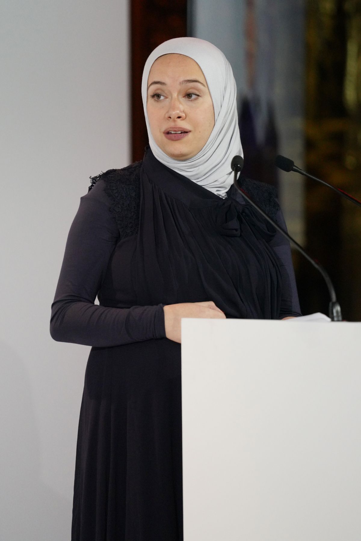 PARIS, FRANCE - NOVEMBER 17: Rouba Mhaissen speaks on stage at the 2021 DVF Awards at Opera Garnier on November 17, 2021 in Paris, France. (Photo by Edward Berthelot/Getty Images For Diane Von Furstenberg)