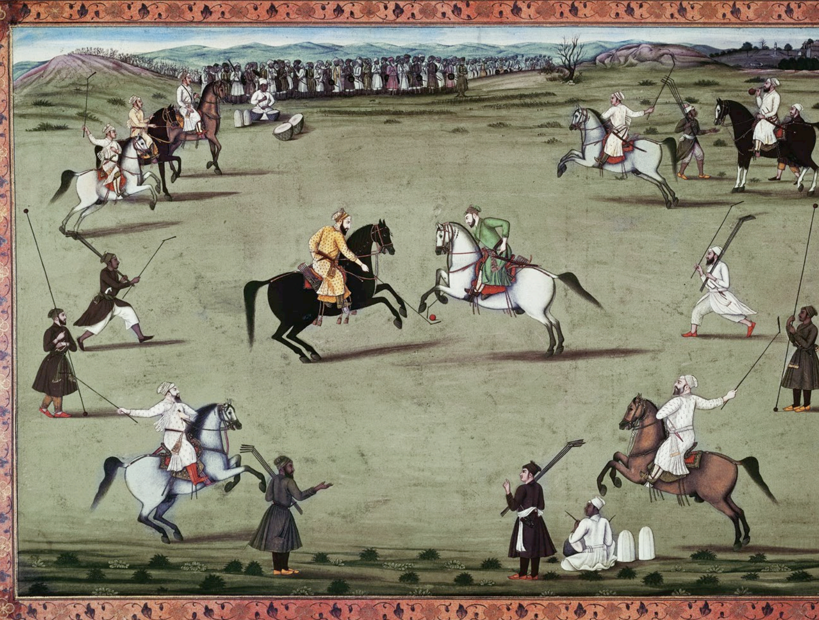 Game of polo at court in Mughal Empire, India, 18th century