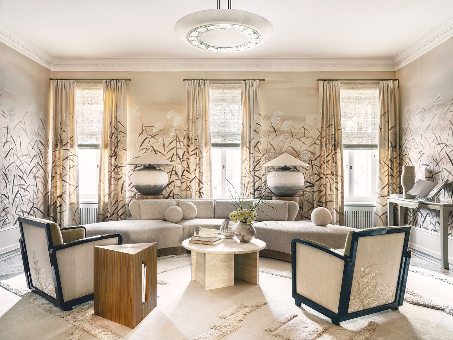 The sitting room imbues a sense of calm with its serene interiors