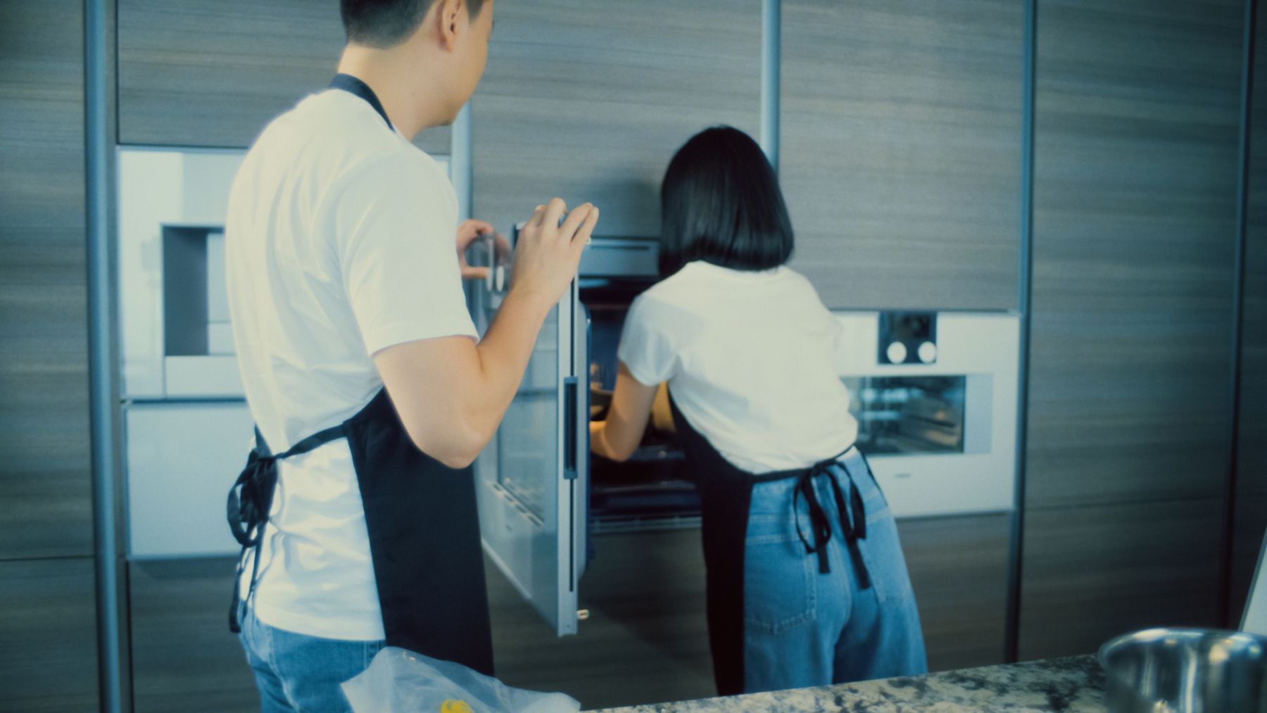 The couple admires the Gaggenau appliances for their sleek finish and advanced capabilities