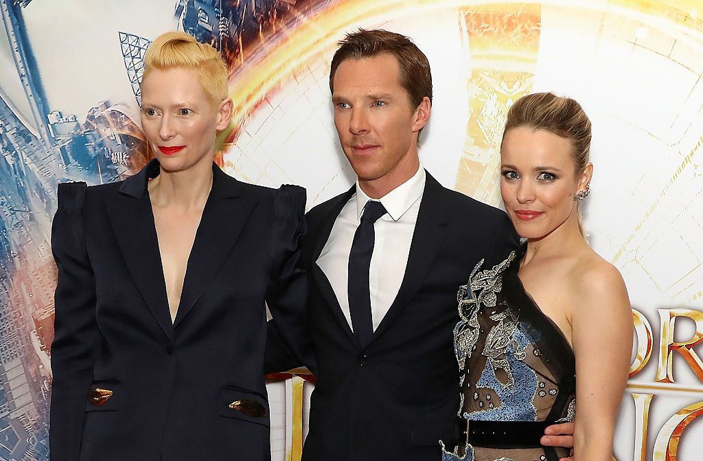 LONDON, ENGLAND - OCTOBER 24: Tilda Swinton, Benedict Cumberbatch and Rachel McAdams attend a fan screening of "Doctor Strange" at Odeon Leicester Square on October 24, 2016 in London, England. (Photo by David M. Benett/Dave Benett/WireImage)