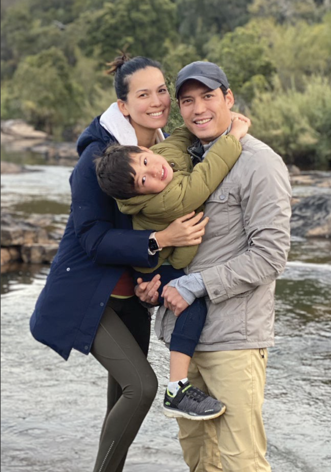 Jessica, Jesse and Luke by the refreshing river