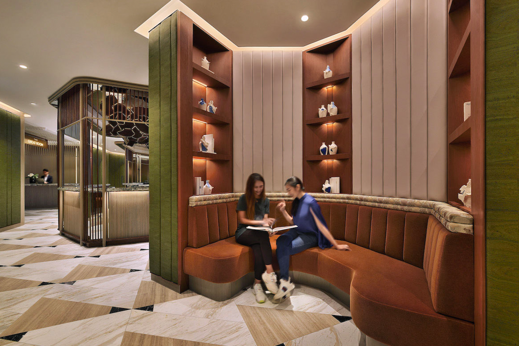 Nicknamed 'The Library', this cosy spot within The Great Room Afro-Asia is perfect for quick discussions (Image: Courtesy of The Great Room)