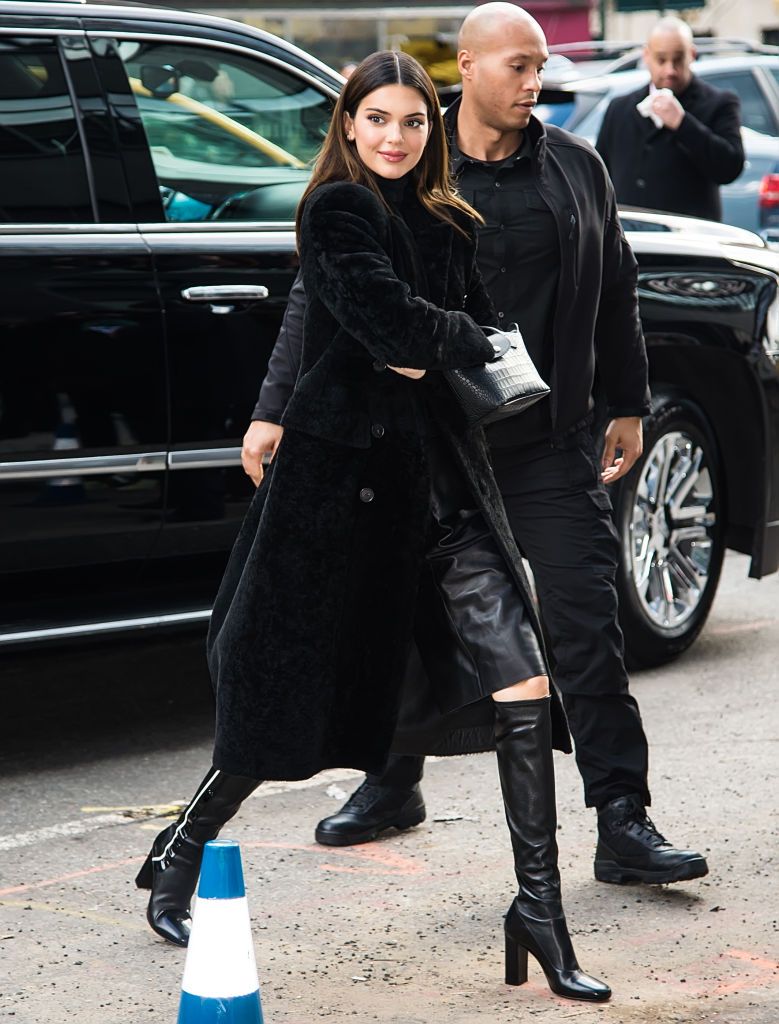 NEW YORK, NEW YORK - FEBRUARY 08: Model Kendall Jenner is seen arriving to the Longchamp Fall/Winter 2020 Runway Show at Hudson Commons on February 08, 2020 in New York City. (Photo by Gilbert Carrasquillo/GC Images)