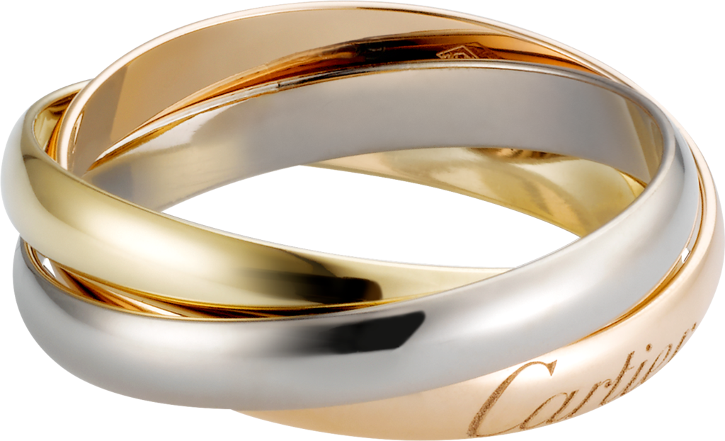 On Vania: Trinity ring, white gold, rose gold and yellow gold
