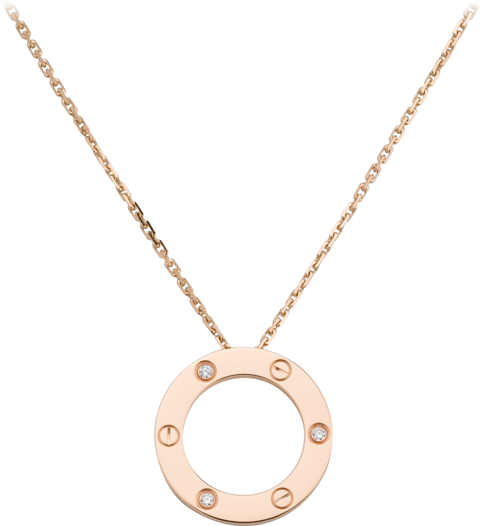 On Vania: Love necklace, rose gold with 3 diamonds