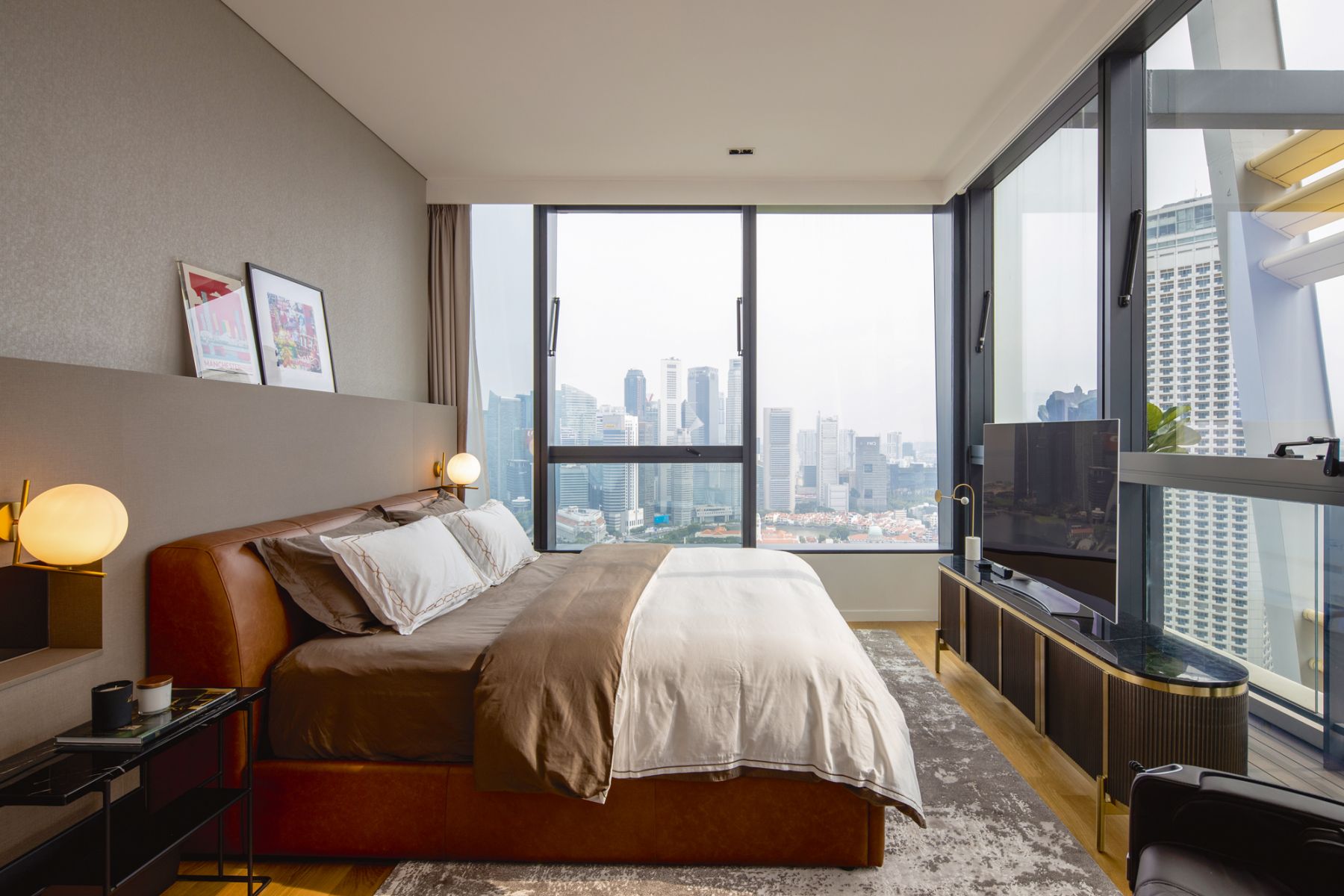 An earthy palette lends a cosy touch to the master bedroom