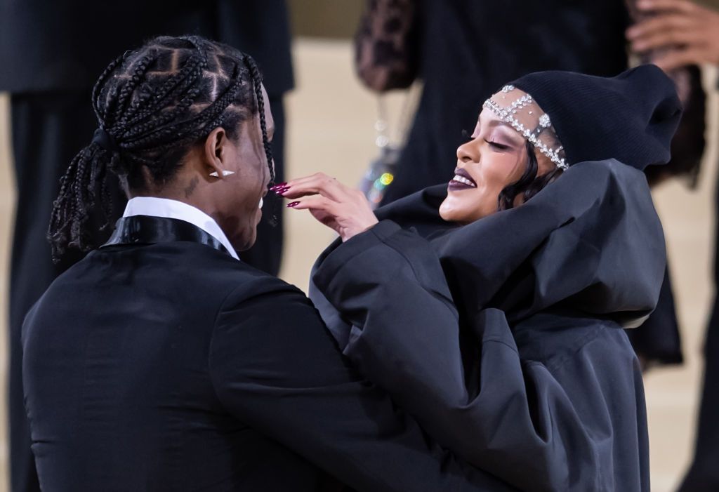 NEW YORK, NEW YORK - SEPTEMBER 13: A$AP Rocky and Rihanna attend The 2021 Met Gala Celebrating In America: A Lexicon Of Fashion at The Metropolitan Museum of Art on September 13, 2021 in New York City. (Photo by Gilbert Carrasquillo/GC Images)