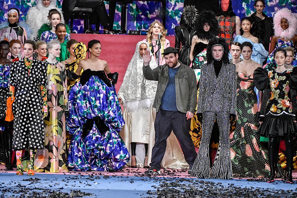 LONDON, ENGLAND - FEBRUARY 15: Fashion designer Richard Quinn walks the runway at the Richard Quinn Ready to Wear Fall/Winter 2020-2021 fashion show during London Fashion Week on February 15, 2020 in London, England. (Photo by SAVIKO/Gamma-Rapho via Getty Images)